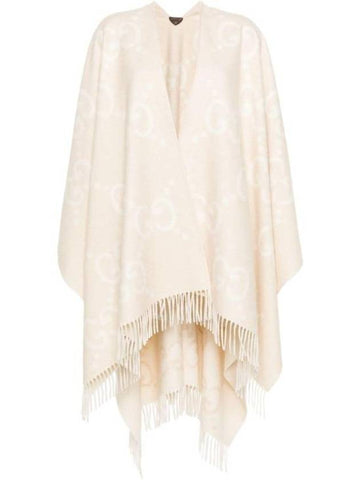 Reversible Jumbo GG Cashmere Cape Camel White - GUCCI - BALAAN 1