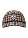 Houndstooth Logo Wool Base Ball Cap Brown - MONCLER - BALAAN.