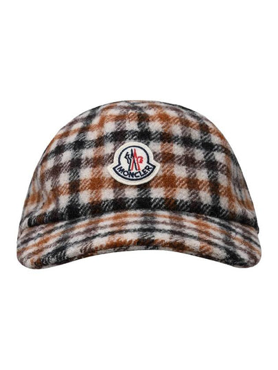 Houndstooth Logo Wool Base Ball Cap Brown - MONCLER - BALAAN 2