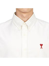 Men's Boxy Fit Embroidered Logo Short Sleeve Shirt White - AMI - BALAAN 6