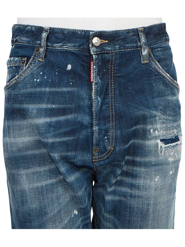 White Painting Washed Denim Straight Jeans Navy - DSQUARED2 - BALAAN 7