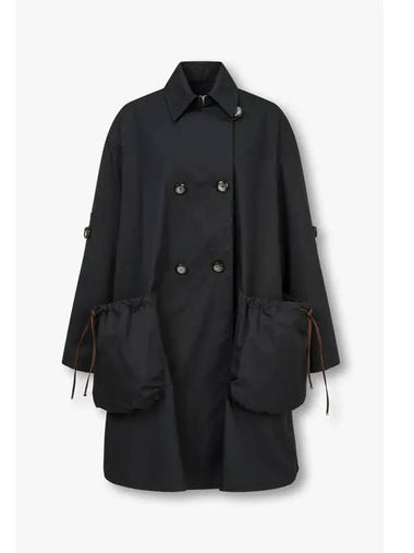 Women s String Pocket Double Coat Dark Navy - EMPORIO ARMANI - BALAAN 1