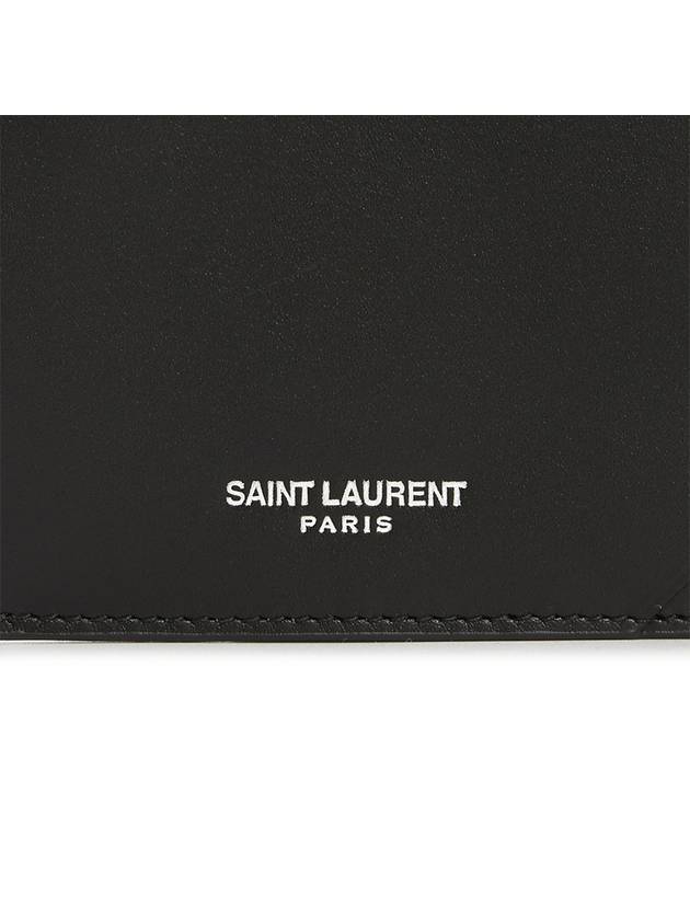 Lizard Pattern Embossed Fragment Zipper Card Wallet Black - SAINT LAURENT - BALAAN 6