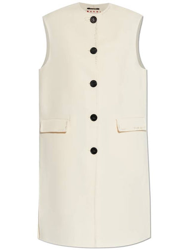 Marni Vest With Decorative Stitching, Women's, Cream - MARNI - BALAAN 1