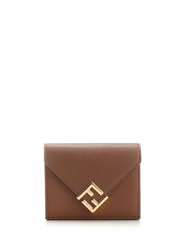 FF Diamond Calf Leather Half Wallet Brown - FENDI - BALAAN 1