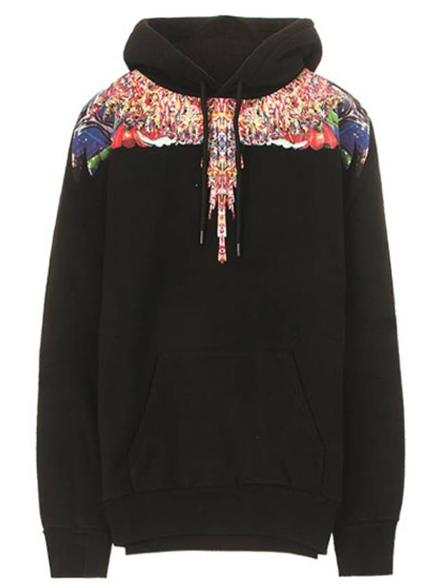 Wings Print Cotton Hoodie Black - MARCELO BURLON - BALAAN 2