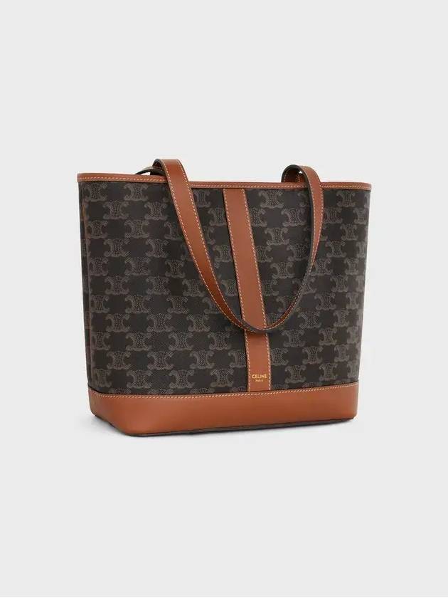 Triomphe Canvas Calfskin Tote Bag Brown Black - CELINE - BALAAN 4