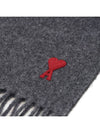 Small Heart Logo Classic Wool Scarf Dark Grey - AMI - BALAAN 7