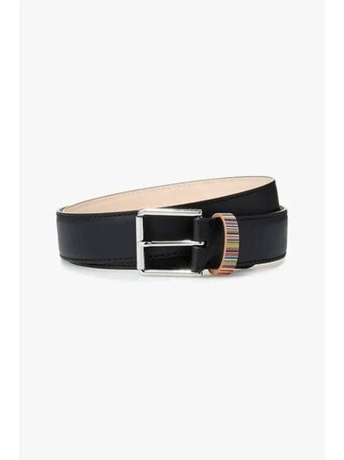 Striped loop leather belt black - PAUL SMITH - BALAAN 1