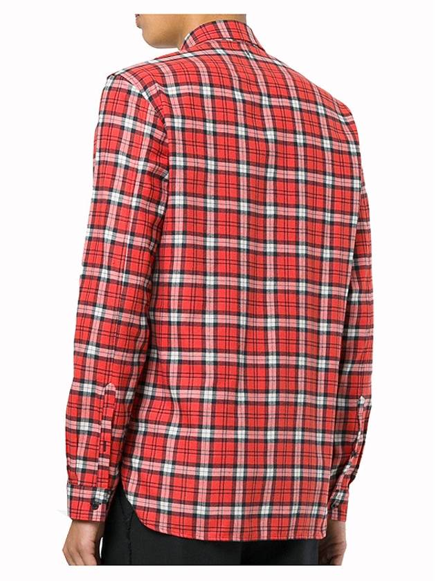 Men's Check Cotton Long Sleeve Shirt Red - NEIL BARRETT - BALAAN 4