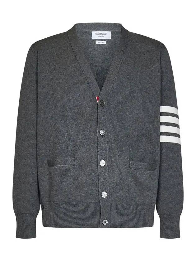 Milano Stitch 4-Bar Cardigan Medium Grey - THOM BROWNE - BALAAN 3