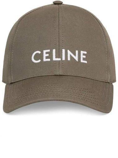 Embroidered Logo Cotton Ball Cap Khaki - CELINE - BALAAN 1