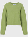 Women's Elated Wool Semi-Cropped Knit Top Light Green - MICANE - BALAAN 1