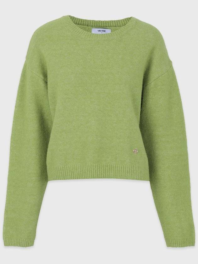 Women's Elated Wool Semi-Cropped Knit Top Light Green - MICANE - BALAAN 1