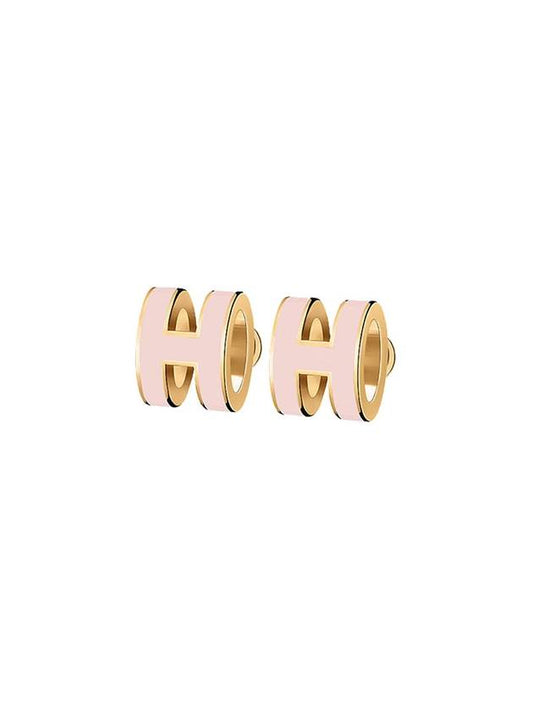 Mini Pop H Earrings Gold Rose Dragee - HERMES - BALAAN 1