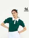 Women's color combination wide collar short sleeve sweater DD2WSW202GN - DUVIK - BALAAN 3