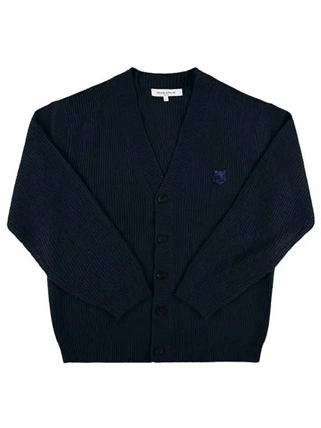 Bold Fox Head Patch Comfort Ribbed Cardigan Navy - MAISON KITSUNE - BALAAN 6