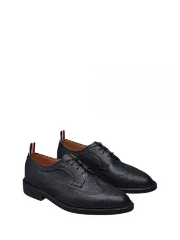 Men's Three Stripes Tab Pebble Grain Long Wing Sole Brogue Black - THOM BROWNE - BALAAN 2