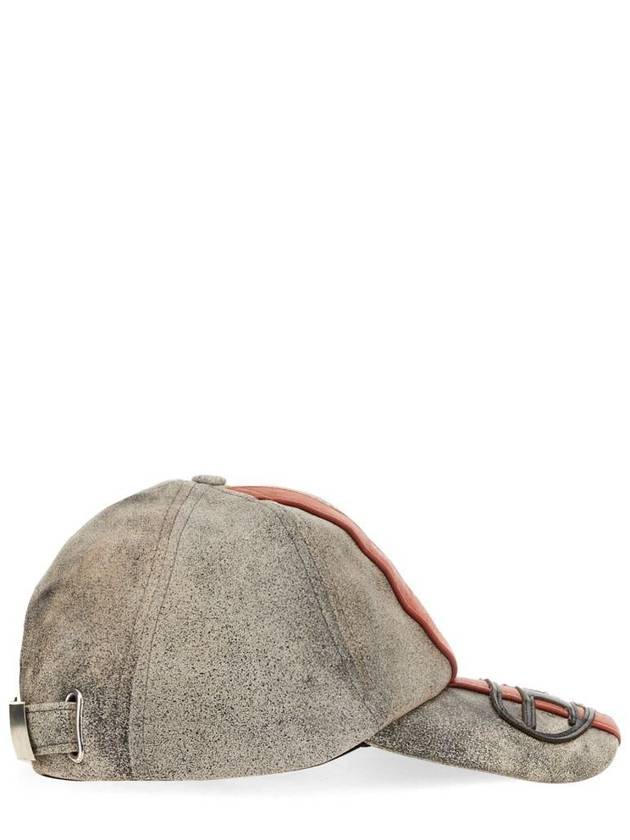 C-Olav Stripes Leather Baseball Ball Cap Grey - DIESEL - BALAAN 4