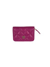 Classic Grained Shiny Calfskin Zipped Coin Purse Pink - CHANEL - BALAAN 1