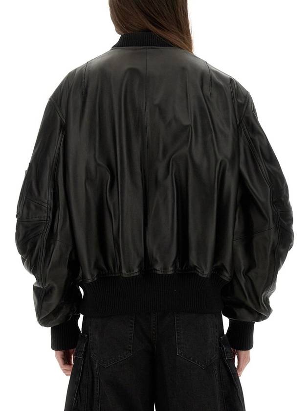 The Attico Leather Bomber Jacket - THE ATTICO - BALAAN 3