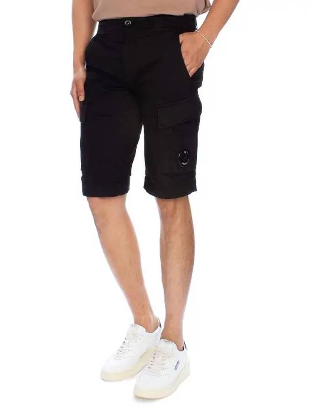 Men's Stretch Satin Lens Cargo Shorts Black - CP COMPANY - BALAAN 4