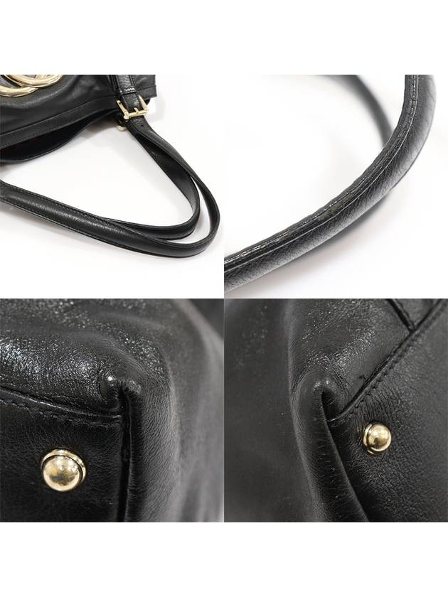 162094 Black leather gold interlocking G shoulder bag - GUCCI - BALAAN 6