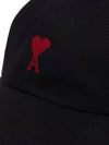 Embroidered Heart Logo Ball Cap Black - AMI - BALAAN 5