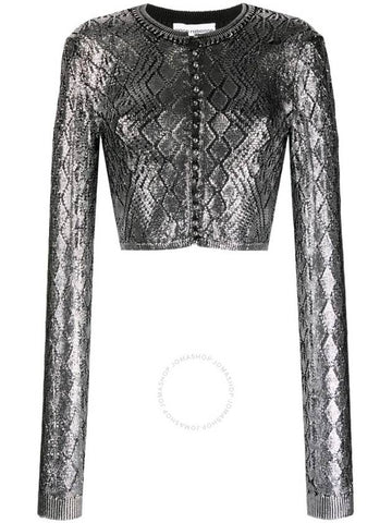 Rabanne Ladies Black Sequin-Design Cropped Cardigan, Size X-Small - PACO RABANNE - BALAAN 1