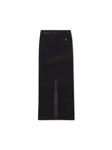 Runway Bleach Washed Knit H-Line Skirt Black - ULKIN - BALAAN 1