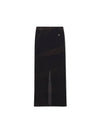 Runway Bleach Washed Knit H-Line Skirt Black - ULKIN - BALAAN 2