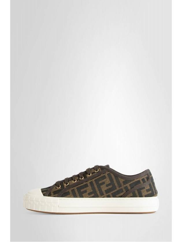 Domino FF Fabric Low Top Sneakers Brown - FENDI - BALAAN 3