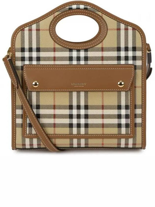 Check Mini Pocket Tote Bag Beige - BURBERRY - BALAAN 2