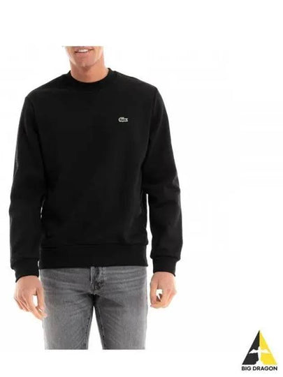 Logo Patch Crewneck Sweatshirt Black - LACOSTE - BALAAN 2