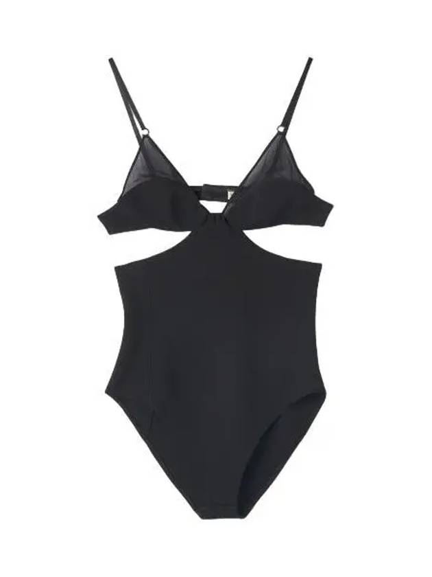 Side Slit Short Bodysuit Black Swimsuit - SAINT LAURENT - BALAAN 1