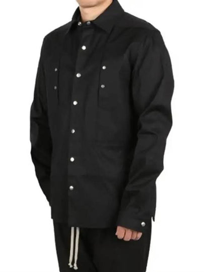 Button Cotton Shirt Jacket Black - RICK OWENS - BALAAN 2