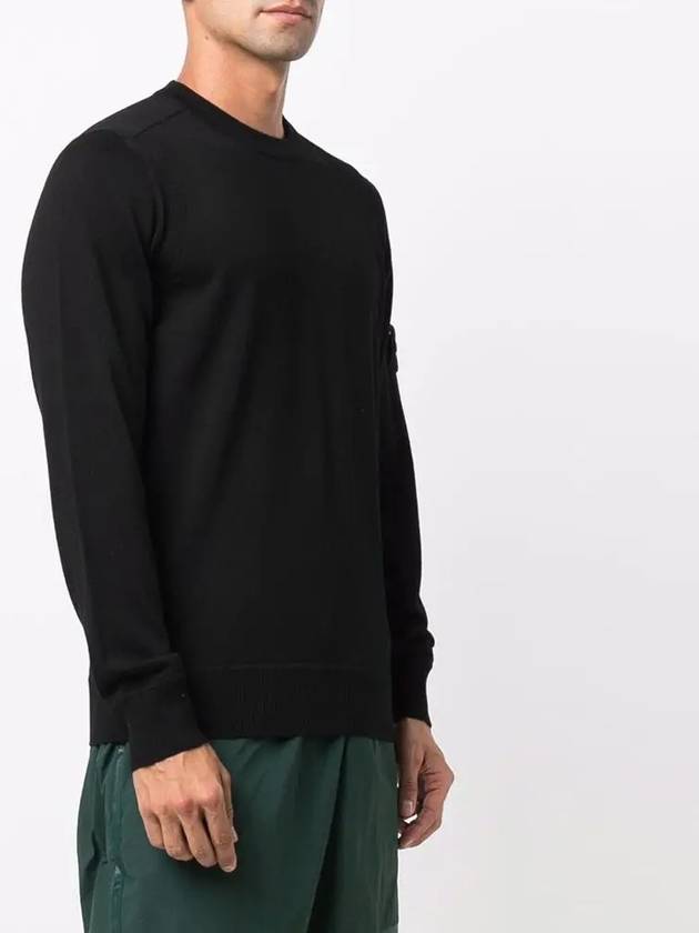 Light Wool Crewneck Knit Top Black - STONE ISLAND - BALAAN 3