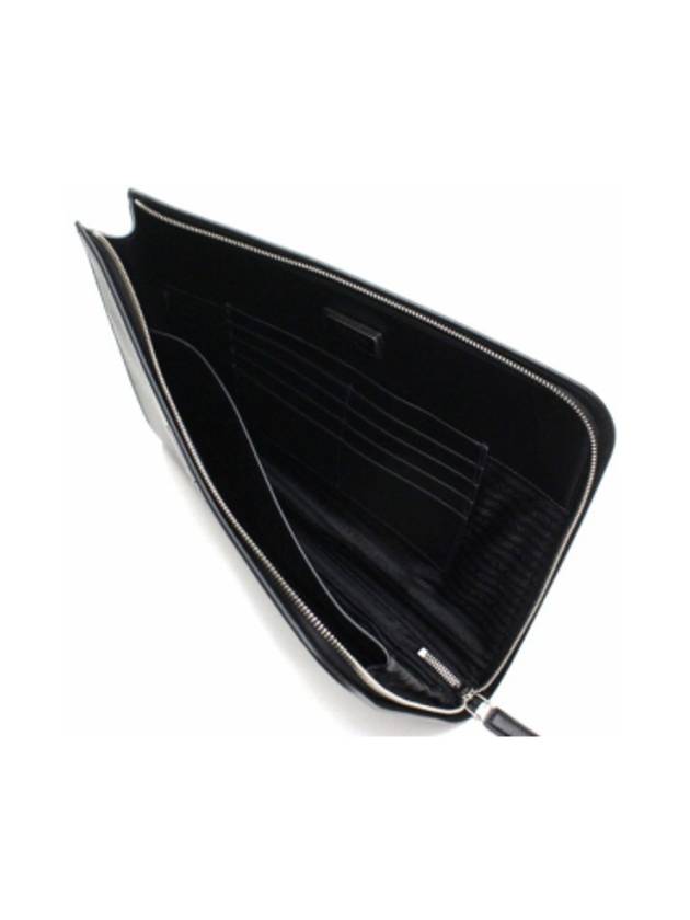 Triangle Logo Saffiano Leather Clutch Black - PRADA - BALAAN 3