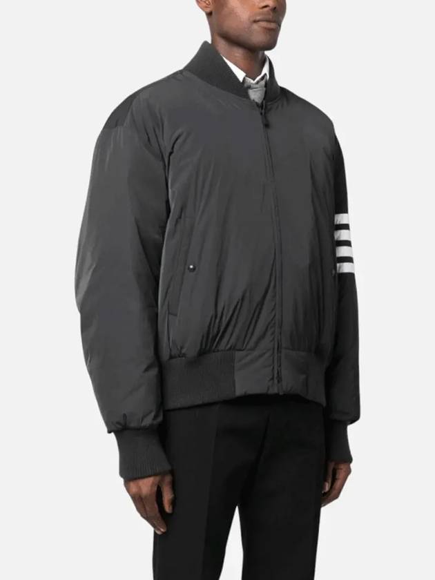 Poly Twill 4-Bar Oversized Knit Down Bomber Jacket Charcoal - THOM BROWNE - BALAAN 4