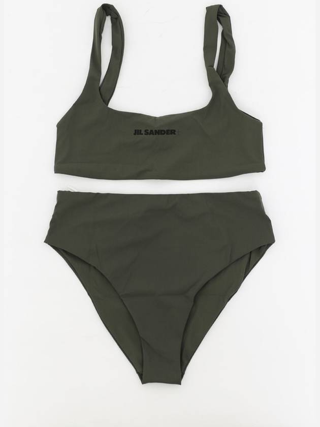 Logo Print Square Neck Bikini Dark Green - JIL SANDER - BALAAN 3