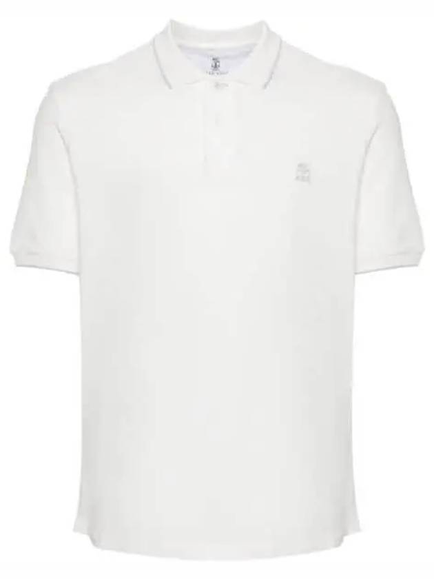 Embroidered Logo Short Sleeve Polo Shirt White - BRUNELLO CUCINELLI - BALAAN 2