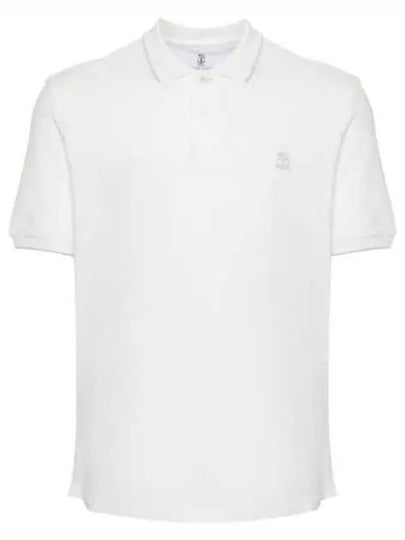 Embroidered Logo Short Sleeve Polo Shirt White - BRUNELLO CUCINELLI - BALAAN 2