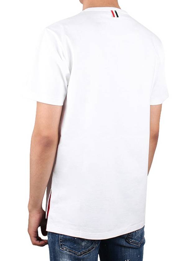 Men's Medium Weight Jersey Tipped Pocket Crewneck Short Sleeve T-Shirt White - THOM BROWNE - BALAAN 5