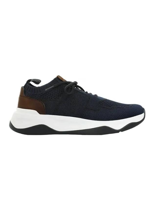 Shadow Knit Leather Low Top Sneakers Navy - BERLUTI - BALAAN 1