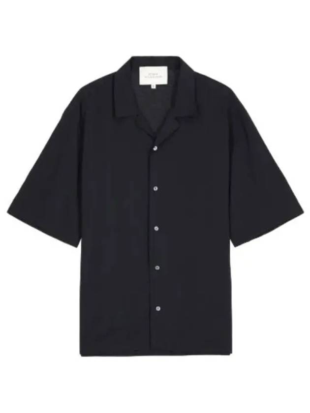 Viscose blend short sleeve shirt darkest navy - STUDIO NICHOLSON - BALAAN 1