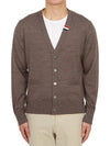 Men's Jersey Stitch V-Neck Cardigan Brown - THOM BROWNE - BALAAN 3