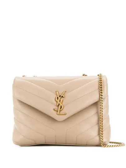 Bronze Monogram Loulou Matelasse Y Leather Small Shoulder Bag Beige - SAINT LAURENT - BALAAN 2