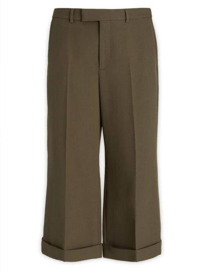 Textured Gabardine Cropped Straight Pants Brown - GUCCI - BALAAN 2