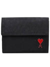 Signature Heart Logo D Ring Half Wallet Black - AMI - BALAAN 2