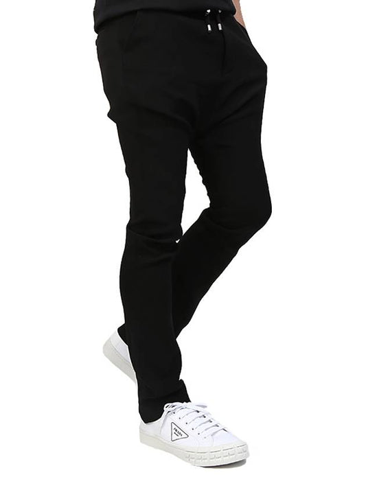 Drawstring Cotton Track Pants Black - BALMAIN - BALAAN.